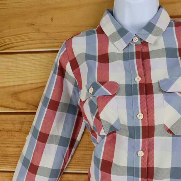 Eddie Bauer Button Up Shirt Pockets Womens S Multicolor Plaid Long Sleeve Collar - Picture 5 of 7